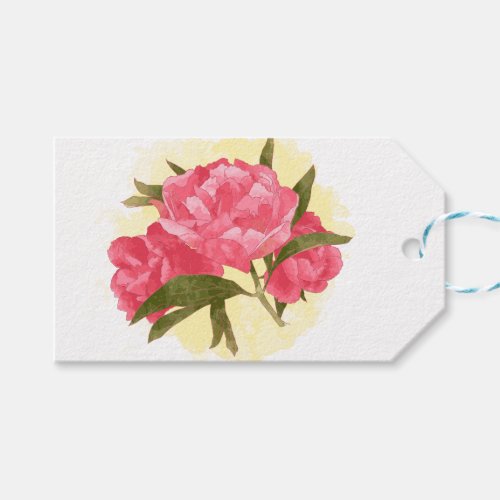 Vintage  Pink Peony Flower Watercolor Floral Gift Tags