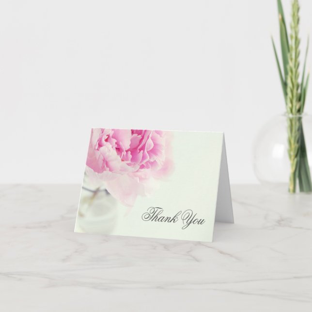 Vintage Pink Peony Mason Jar Thank You (Front)