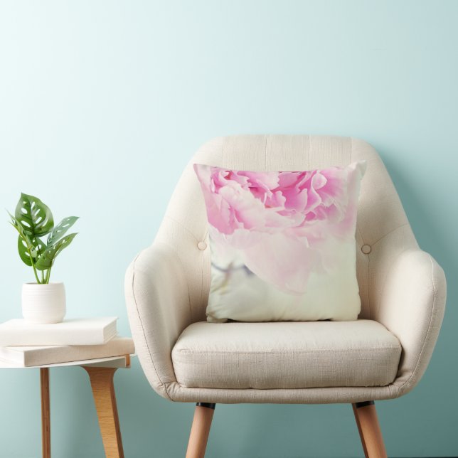 Vintage Pink Peony Mason Jar Throw Pillow (Chair)