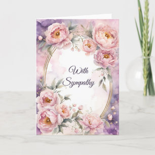 Vintage Pink Peony Oval Frame Sympathy Card
