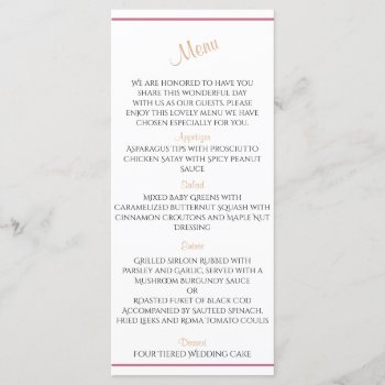 Vintage Pink Peony Wedding Menu by NoteableExpressions at Zazzle