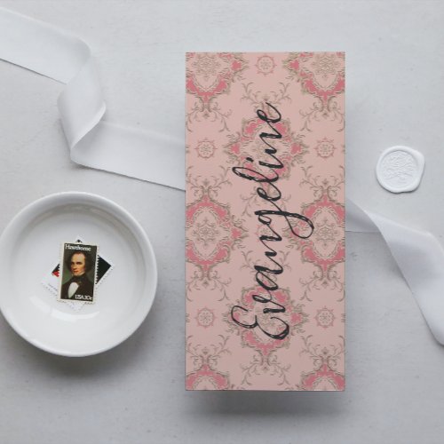 Vintage pink personalisable name card Bookmark