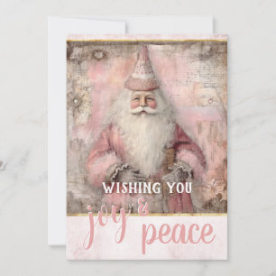 Vintage Pink Photo Christmas Holiday Card