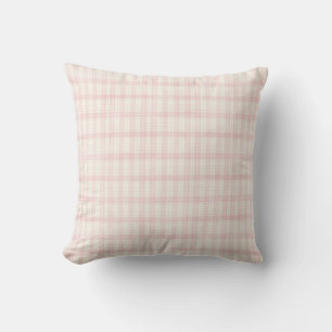 Vintage Pink Plaid Gingham Coquette Throw Pillow