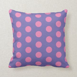 Vintage Pink Polka Dots on Periwinkle Throw Pillow