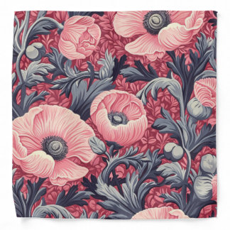 Vintage Pink Poppies Floral Bandana