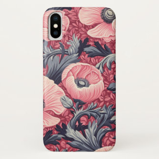Vintage Pink Poppies Floral  iPhone X Case