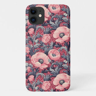 Vintage Pink Poppies Floral  iPhone 11 Case