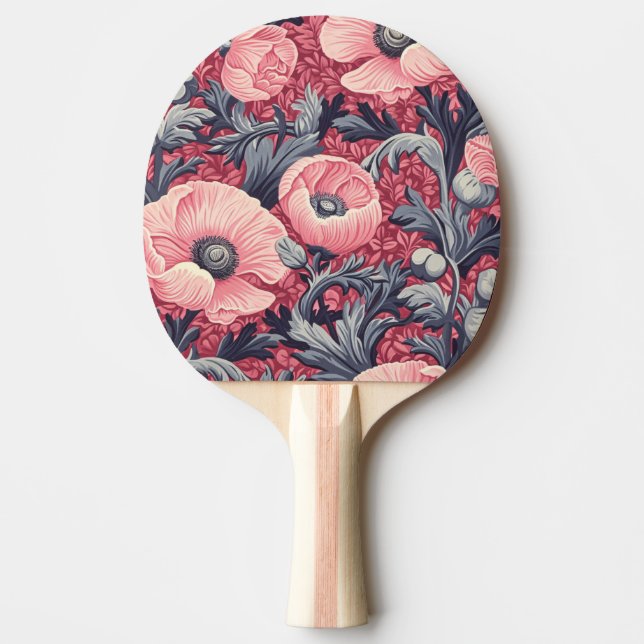 Vintage Pink Poppies Floral  Ping Pong Paddle (Front)