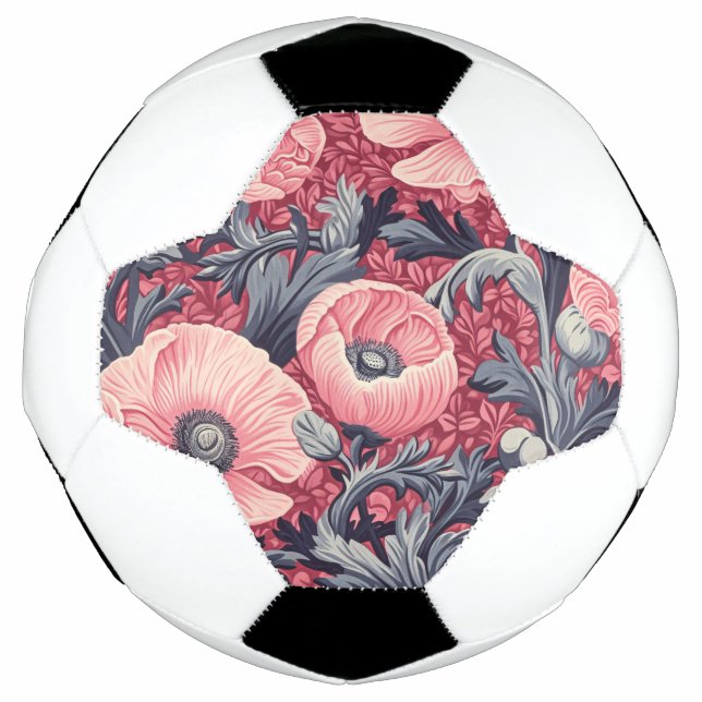 Vintage Pink Poppies Floral  Soccer Ball (Front)