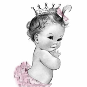 Vintage Pink Princess Baby Girl Shower Statuette