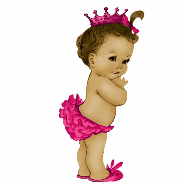 Vintage Pink Princess Baby Girl Shower Statuette (Front)