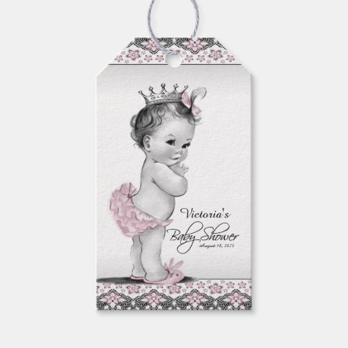 Vintage Pink Princess Baby Shower Gift Tags