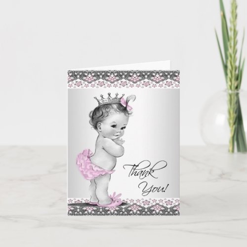Vintage Pink Princess Baby Shower Thank You Cards