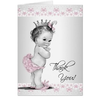Vintage Pink Princess Baby Shower Thank You Cards