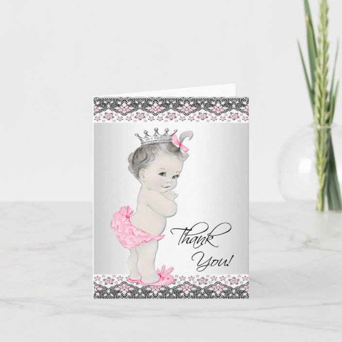 Vintage Pink Princess Baby Shower Thank You Cards | Zazzle.com
