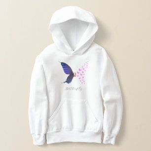Vintage Pink Purple Butterfly Flower Floral Hoodie