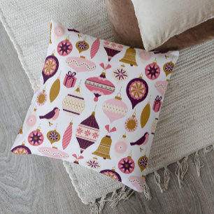 Vintage Pink Purple Gold Christmas Decor Outdoor Pillow