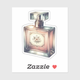 Vintage Pink Rectangular Perfume Bottle Sticker