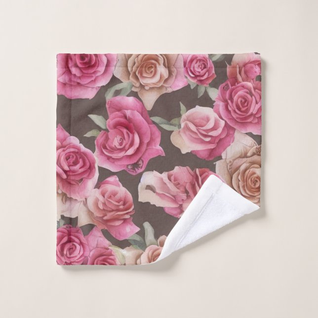 Vintage pink, red, and white roses wash cloth (Wash Cloth)