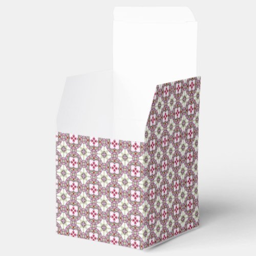Vintage Pink Red Barcelona Tile Flower Ribbon Favor Boxes