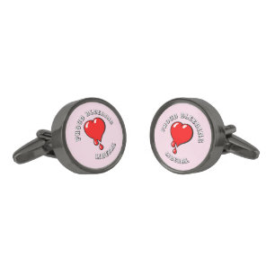 Vintage Pink Red Bleeding Heart Liberal Pop Art Cufflinks