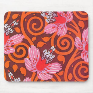Vintage Pink, Red, Gray Deco Butterfly Mousepad