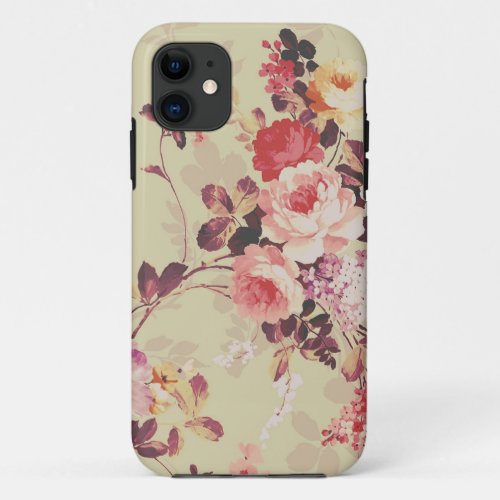 Vintage Pink Red Mint Purple Roses Case_Mate iPhone 11 Case
