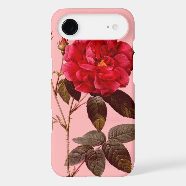 Vintage Pink Red Rose Floral Case (Back)