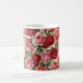 Vintage Pink Red Roses Floral Monogrammmed Coffee Mug (Center)