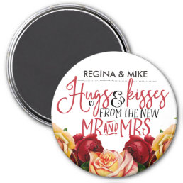 Vintage Pink Red Roses Hugs and Kisses New Mr Mrs Magnet