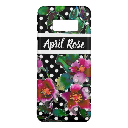 Vintage pink red roses watercolor painting dots Case_Mate samsung galaxy s8 case