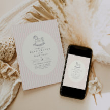 Vintage Pink Rocking Horse Preppy Baby Shower