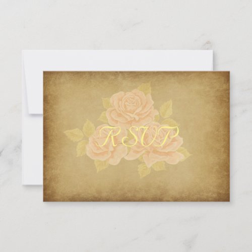 Vintage pink romantic roses French gold fleurdelis RSVP Card