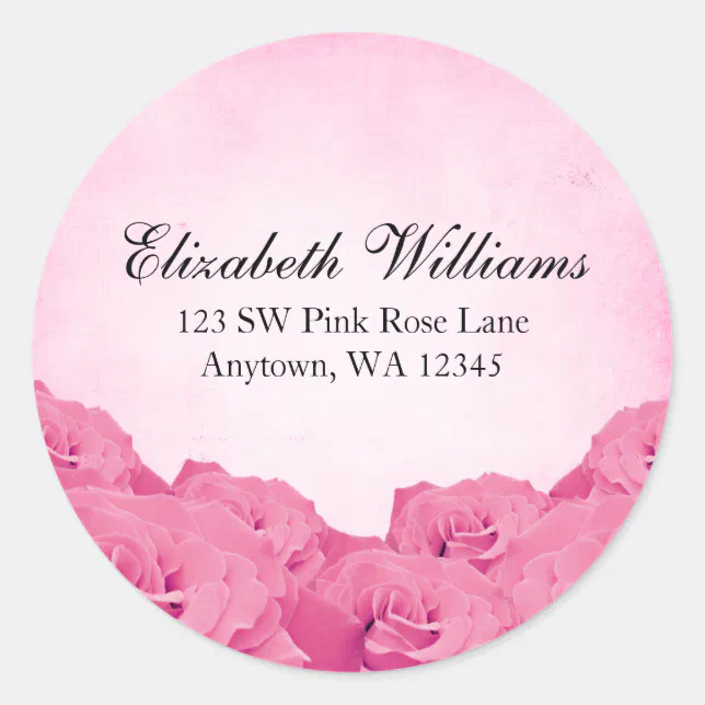 Vintage Pink Rose Address Label Sticker | Zazzle