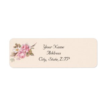 Vintage Pink Rose And Robin Return Address Label by NoteableExpressions at Zazzle