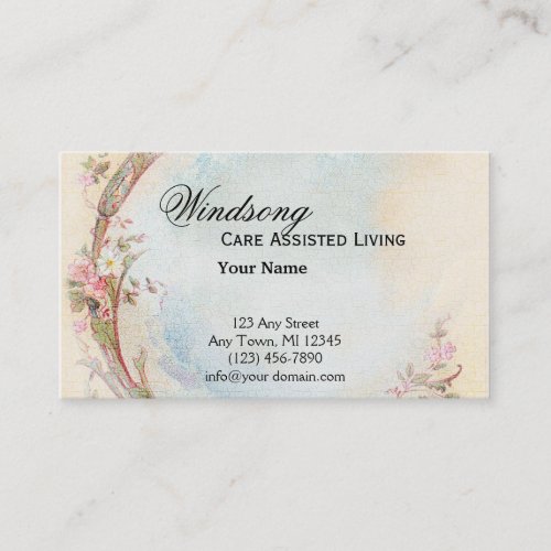 Vintage Pink Rose and Robin Wedding Business Business Cards
