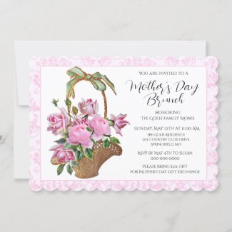 Vintage Pink Rose Basket Mother's Day Brunch 