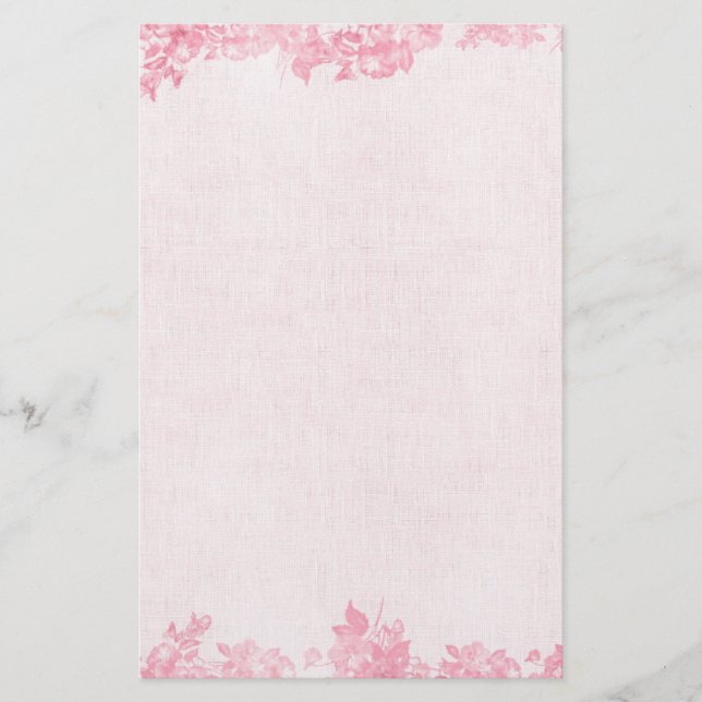Vintage Pink Rose Border (2) Stationery (Front)