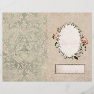 Vintage Pink Rose Border Journal Nameplate Page