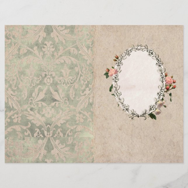 Vintage Pink Rose Border Journal Title Page (Front)