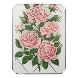 Vintage Pink Rose Botanical Cottagecore Art Jigsaw Puzzle