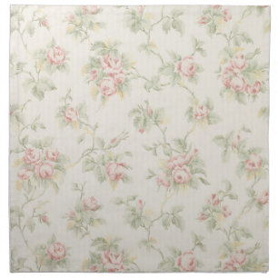 Vintage Pink Rose Cottagecore Floral Pattern Cloth Napkin