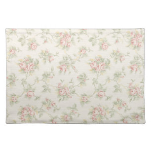 Vintage Pink Rose Cottagecore Floral Pattern Cloth Placemat