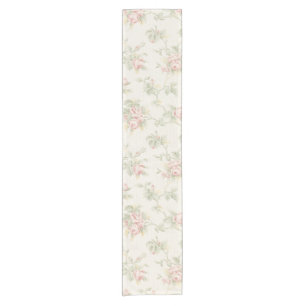 Vintage Pink Rose Cottagecore Floral Pattern Short Table Runner