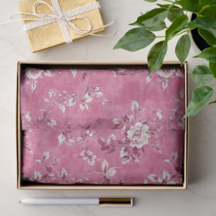 Vintage Pink Rose Floral Chinoiserie Decoupage Tissue Paper