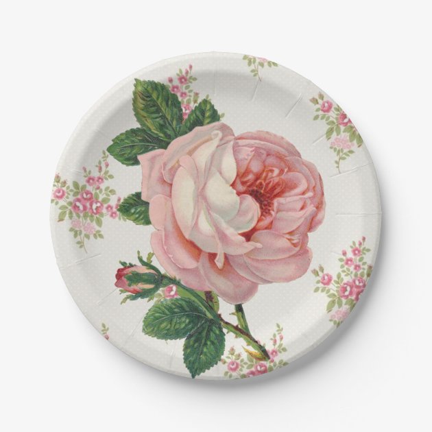 Pink floral paper sale plates