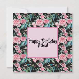 Vintage Pink Rose floral pattern ladies Name Card