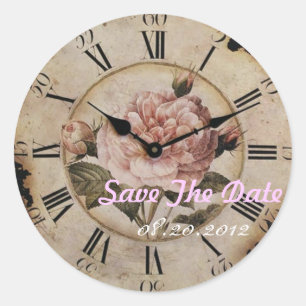 Vintage Pink Rose Floral steampunk Wedding Classic Round Sticker