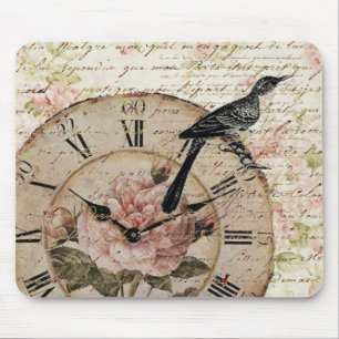Vintage Pink Rose Floral steampunk Wedding Mouse Pad